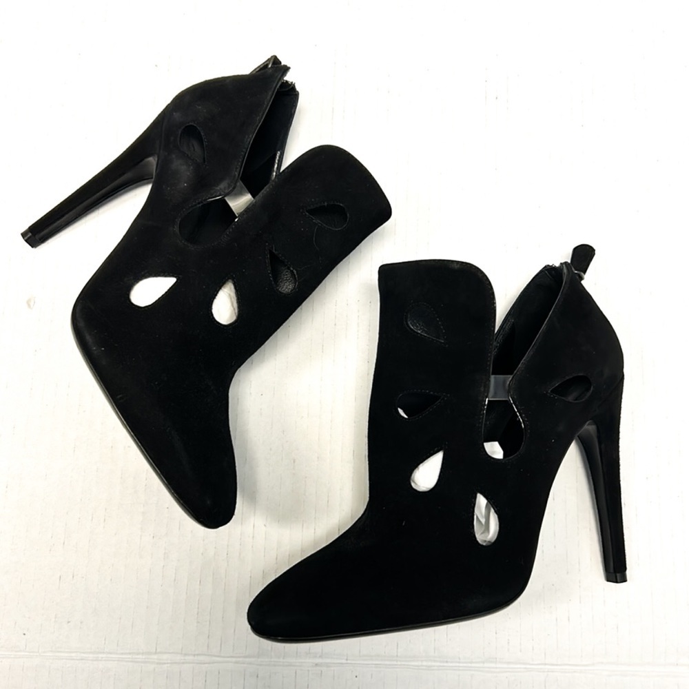 Bottega Veneta suede cutout bootie heels